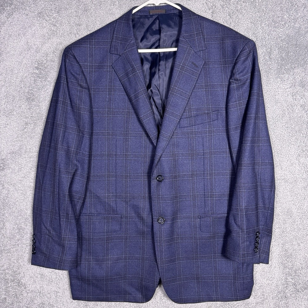 Byron Sport Coat Men EU 56R Wool Luca Di Marco Windowpane Check Blazer Jacket